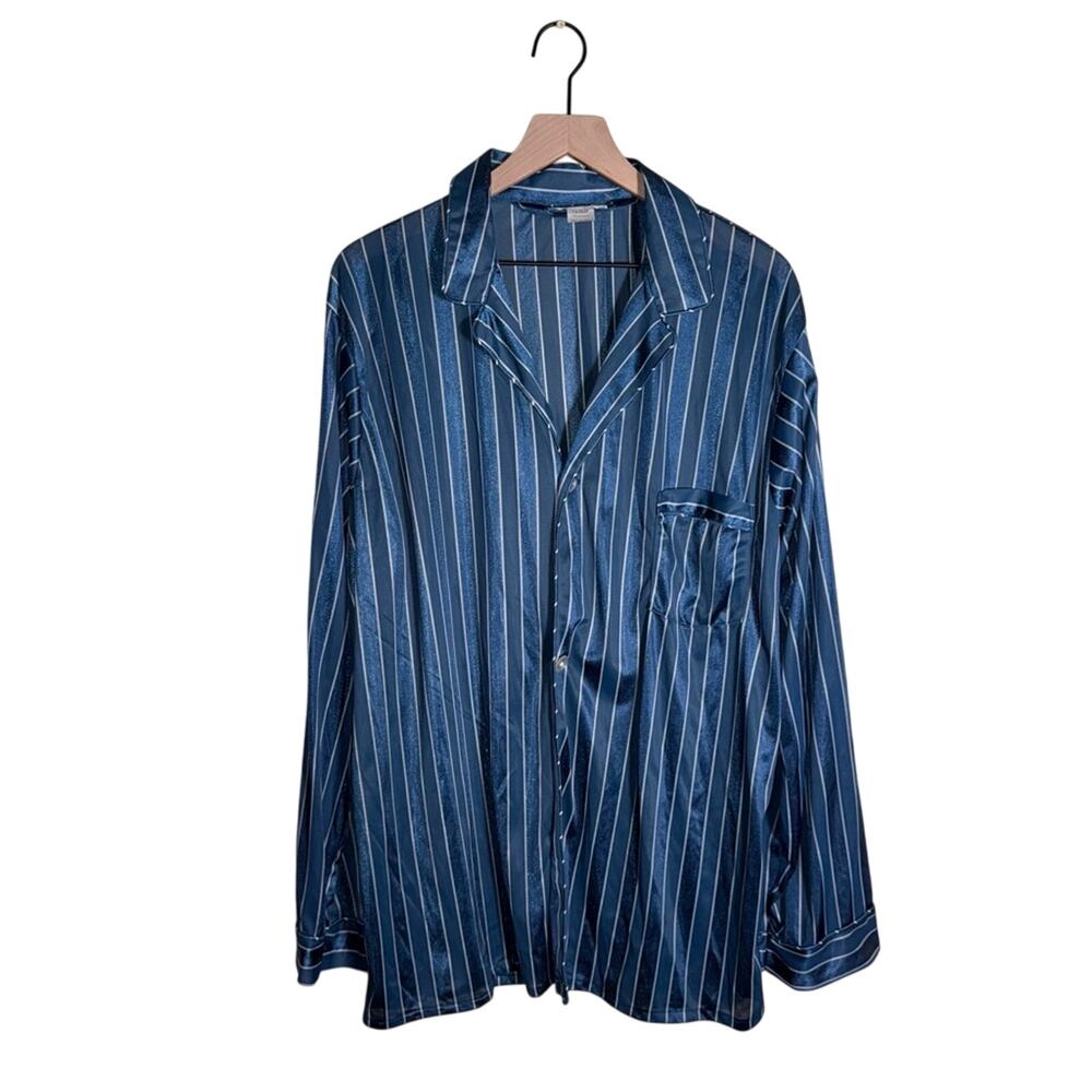 VINTAGE NORM THOMPSON sheer made in the USA oversize metallic button down XL